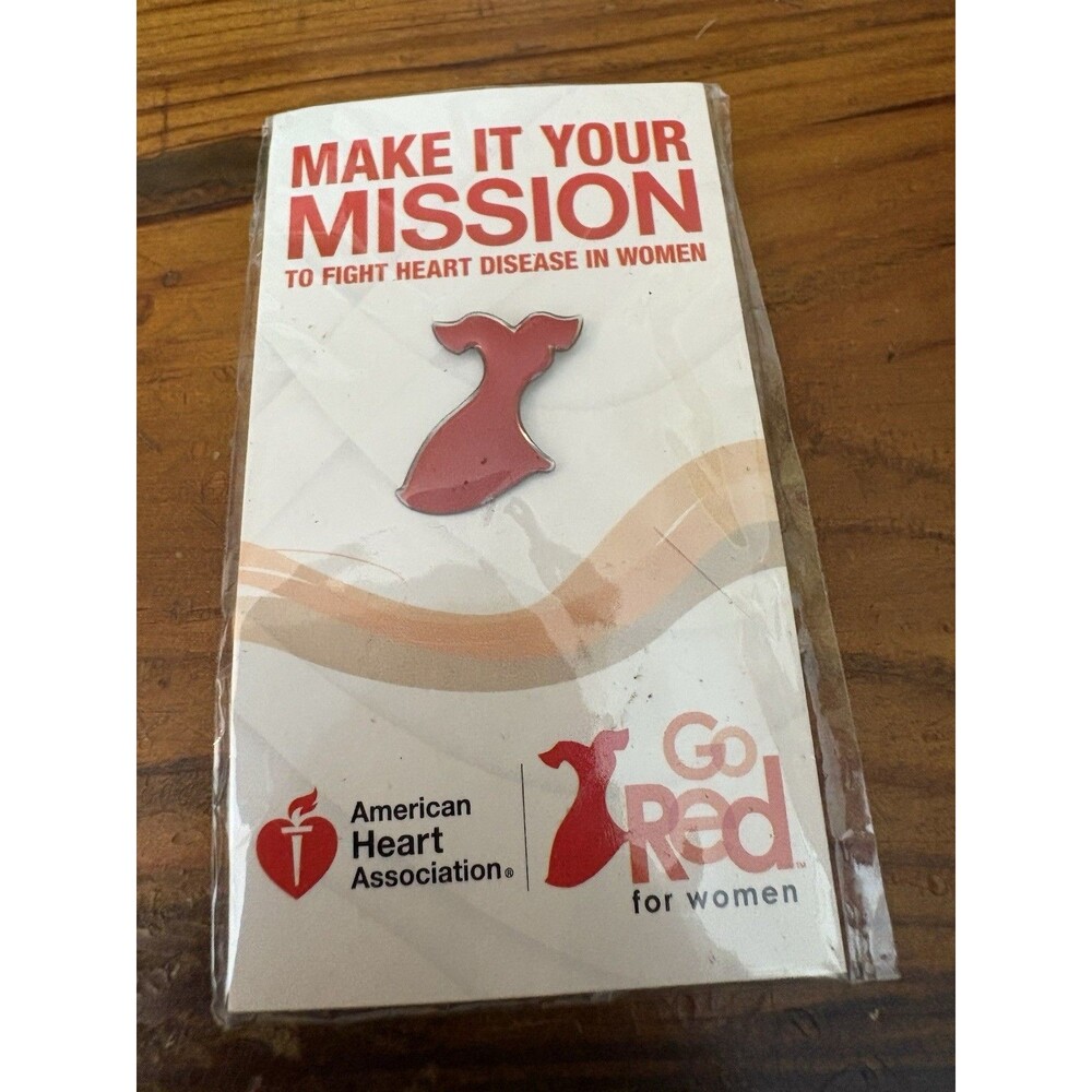 Vintage American Heart Association Go Red for Women Red Dress Pin Macy's